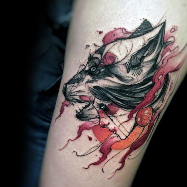 599x599 50 Wolf Watercolor Tattoo Designs For Men - Watercolor Tattoo