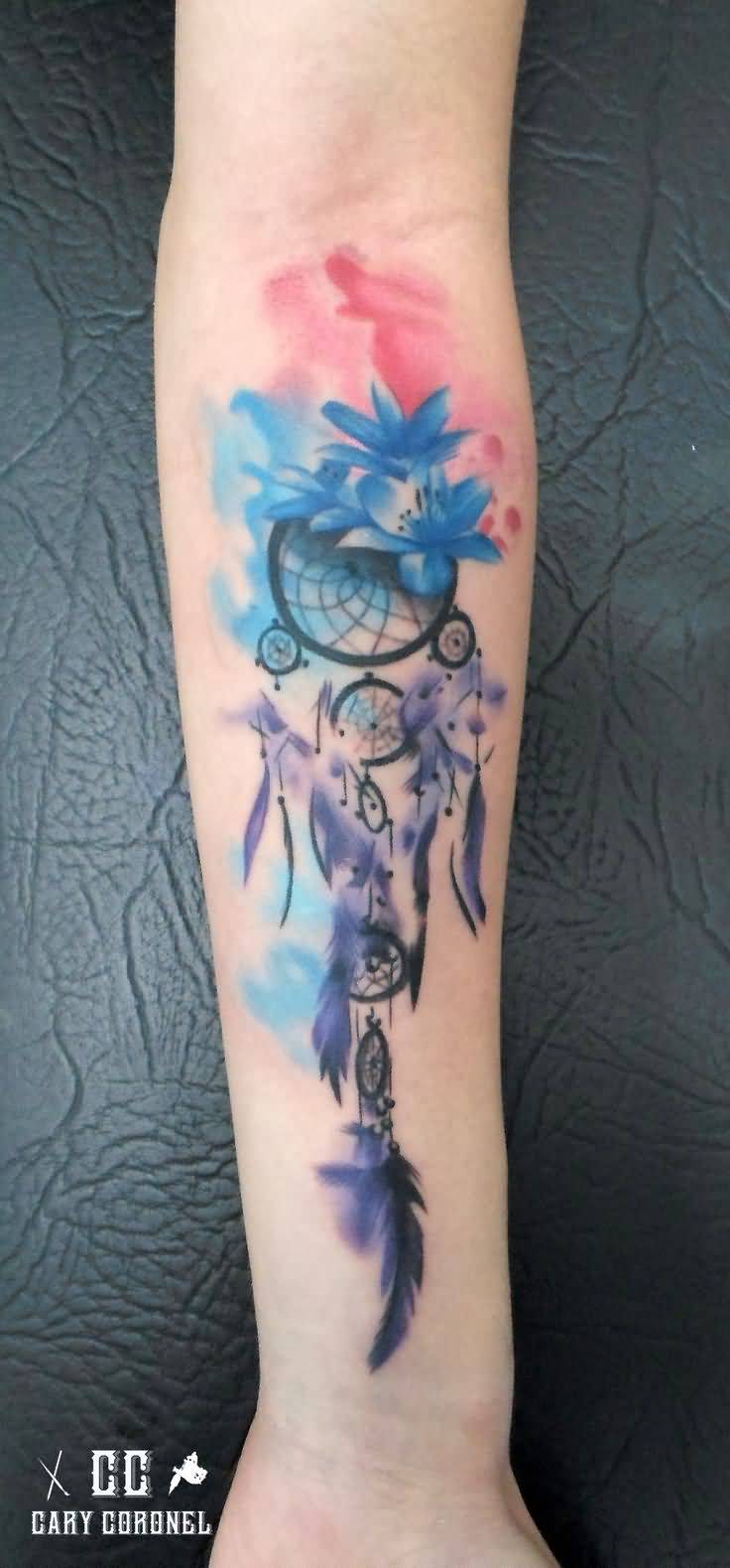 736x1579 Dreamcatcher Watercolor Tattoo On Forearm - Watercolor Tattoo