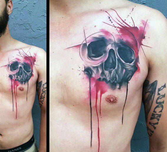 567x517 40 Watercolor Skull Tattoo Designs For Men - Watercolor Tattoo Designs