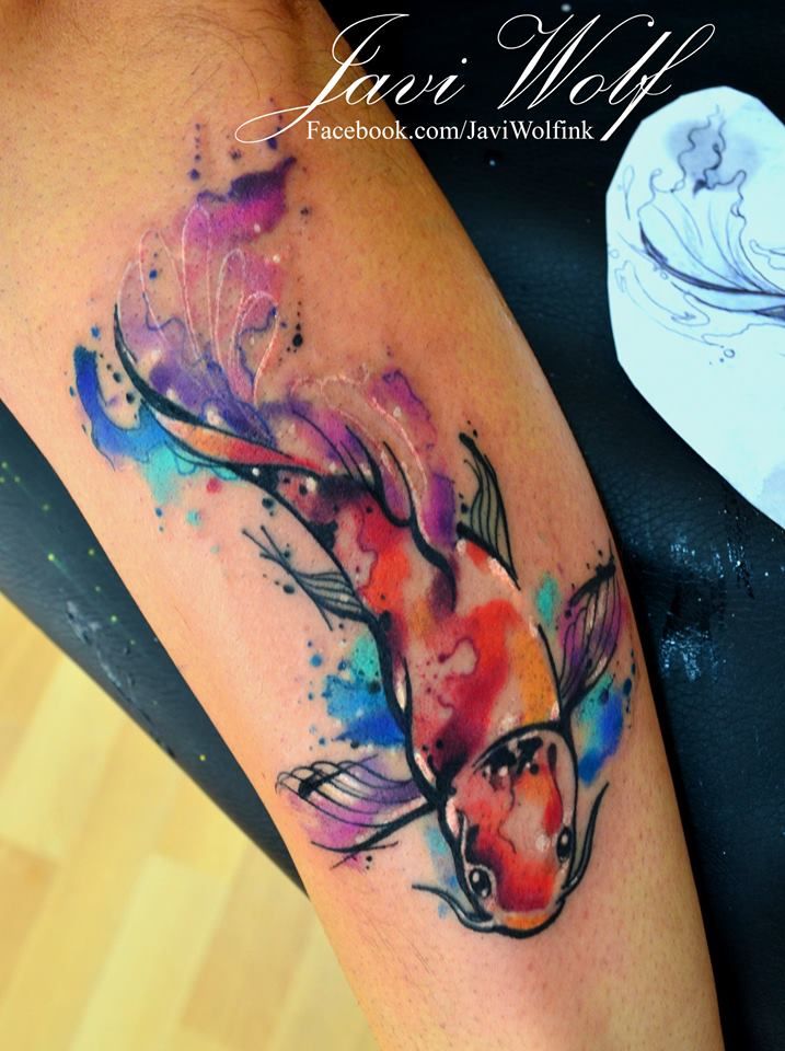 717x960 Koi Fish Tattooed By Javi Wolf Tats Koi Fish - Watercolor Tattoo Fish
