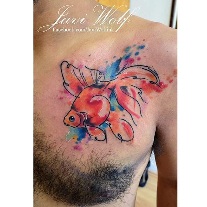 700x700 Watercolor Fish Tattoo On Chest Best Tattoo Ideas Gallery - Watercolor Tattoo Fish