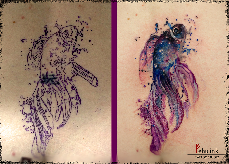 900x645 Watercolor Fish Tattoo (Cover Up) By Ellegottzi - Watercolor Tattoo Fish