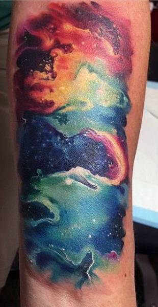 310x600 70 Outer Space Tattoos For Men - Watercolor Tattoo Galaxy