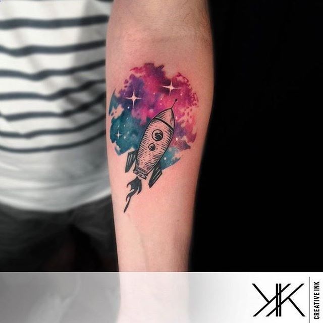 640x640 Rocket Tattoo By Koray - Watercolor Tattoo Galaxy