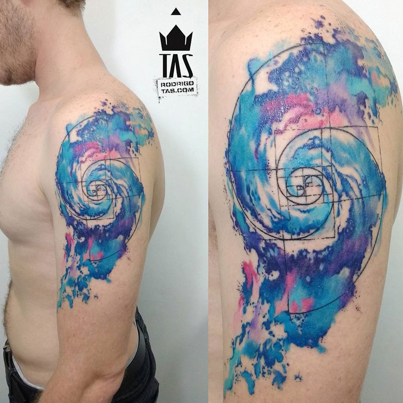 800x800 Watercolor Galaxy Spiral Amp Golden Ratio Best Tattoo Design Ideas - Watercolor Tattoo Galaxy