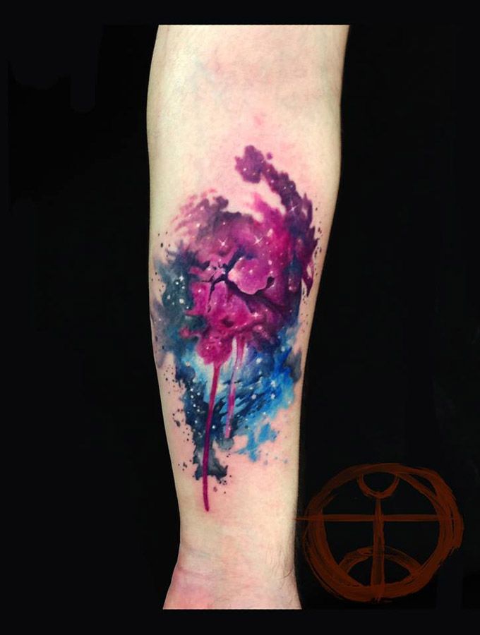 680x900 Watercolor Tattoos Por Koray Tattoo - Watercolor Tattoo Galaxy