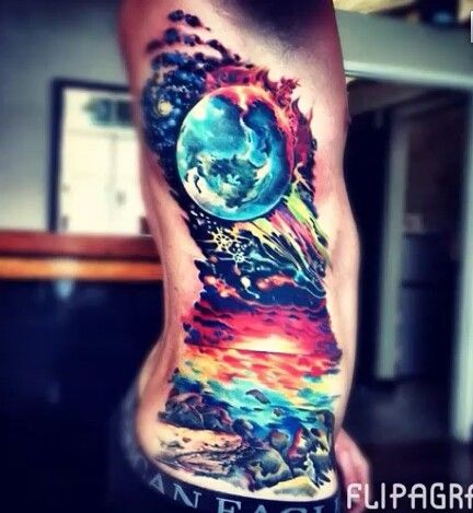 432x469 25 Stunning Space Tattoos Tats Watercolour Tattoos - Watercolor Tattoo Galaxy