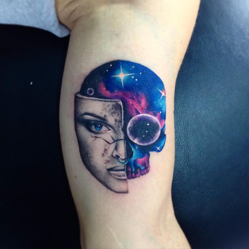 800x800 Galaxy Tattoo By Adrian Bascur - Watercolor Tattoo Galaxy