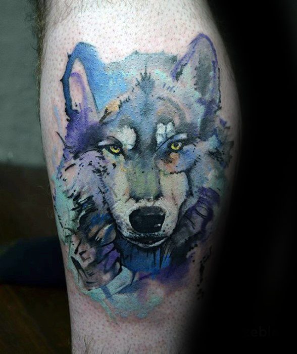 588x700 50 Wolf Watercolor Tattoo Designs For Men - Watercolor Tattoo Images