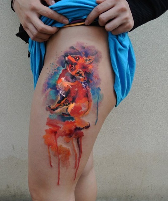 538x644 Fox Watercolor Tattoo By Ondrash - Watercolor Tattoo Images