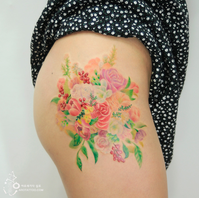 700x697 Flower Tattoos Mimic Watercolor Paintings On Skin Bored Panda - Watercolor Tattoo Painting