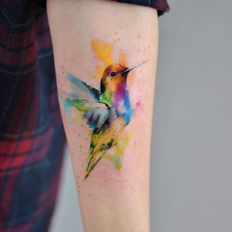 750x750 Tattoo Artist Captures Fluidity Of Watercolor Paint In Colorful - Watercolor Tattoo Painting