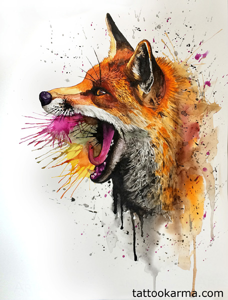 456x600 Wanna Share This Fox Watercolor Painting I Did Yesterday. - Watercolor Tattoo Painting
