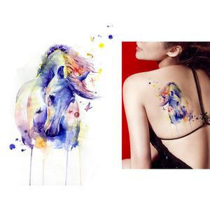 300x300 1x Diy Body Art Temporary Tattoo Colorful Animals Watercolor - Watercolor Tattoo Painting