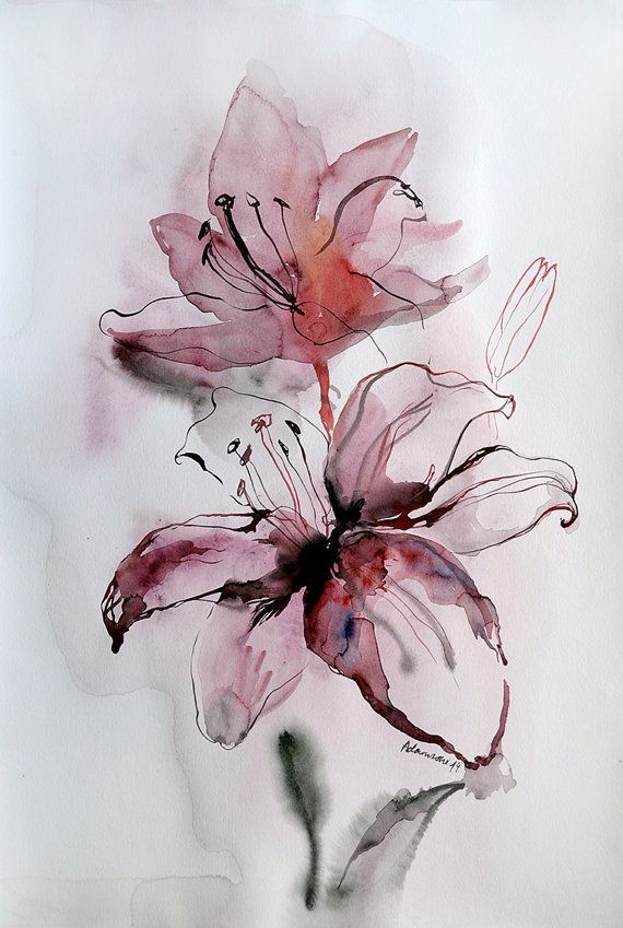 570x849 Watercolor Tattoo Flower Watercolor Artwork Watercolour Flowers - Watercolor Tattoo Painting