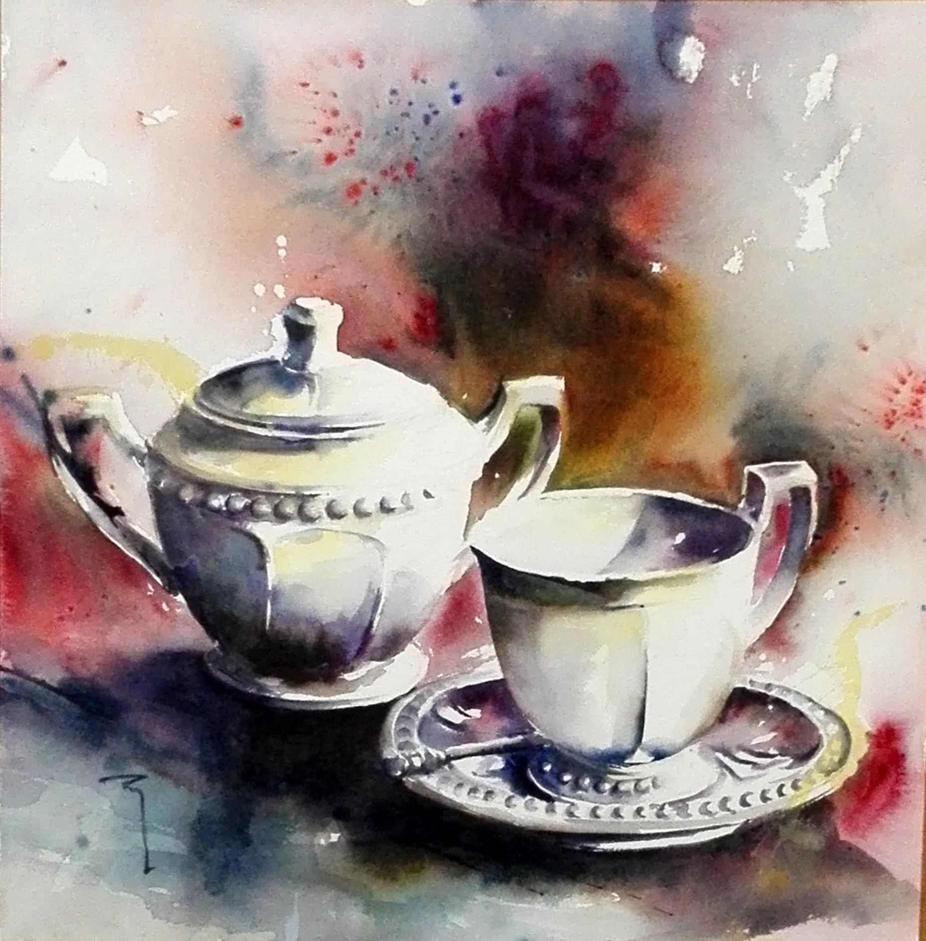 1856x1886 Watercolor Teacup Kitchen Art Teacup, Watercolor - Watercolor Tea Cup