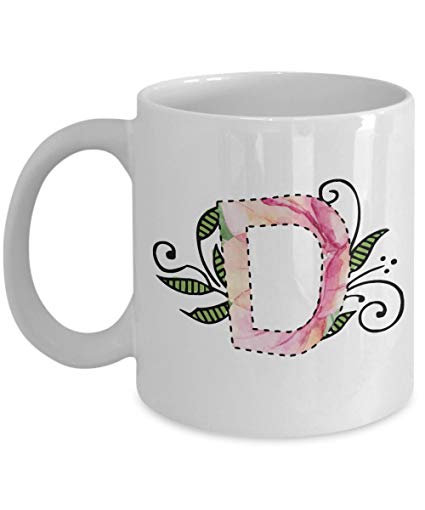 425x510 Monogram Coffee Mug, Watercolor Letter D, Floral - Watercolor Tea Cup