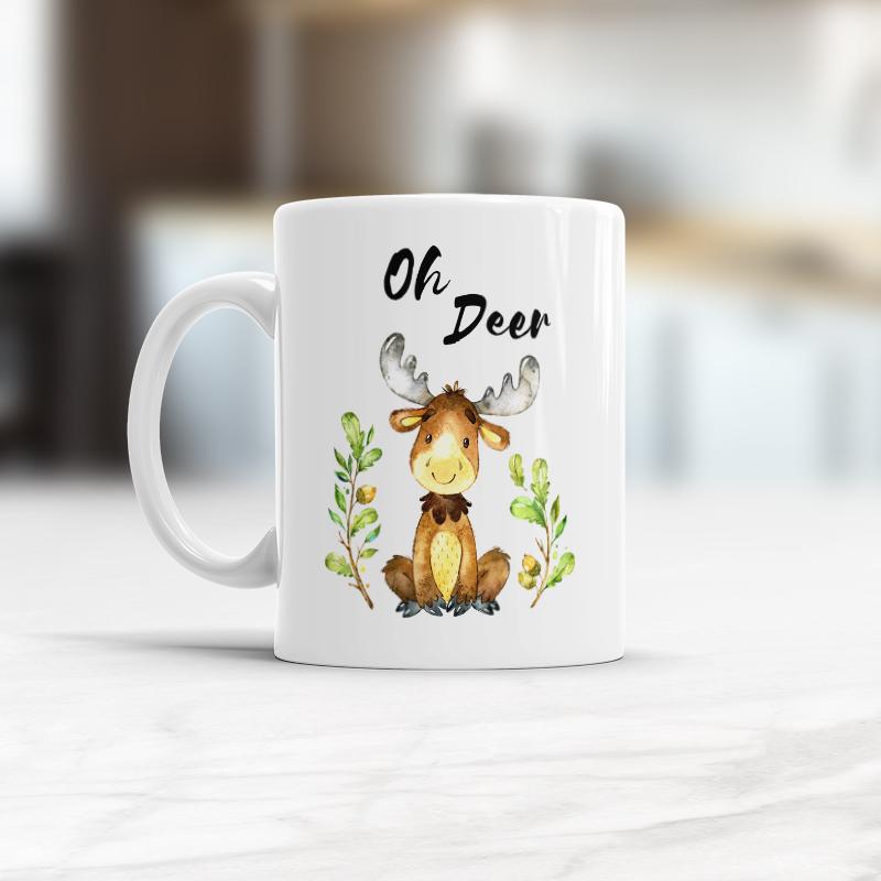 800x800 Oh Deer Mug Watercolor Art Coffee - Watercolor Teacup