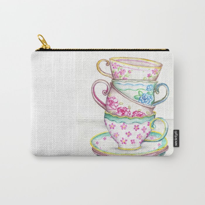700x700 Tea Cup Art Kitchen Watercolor Painting Drawing Carry All Pouch By - Watercolor Teacup