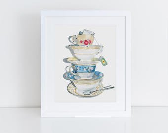 340x270 Teacup Watercolor Etsy - Watercolor Teacup