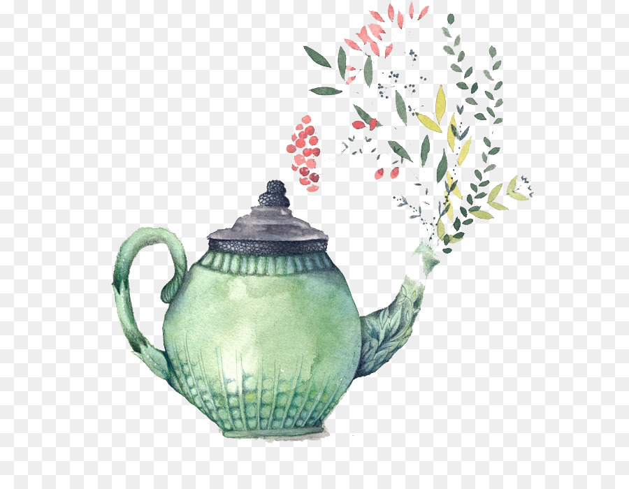 900x700 Teapot Watercolor Painting Bridal Shower Teacup - Watercolor Teacup