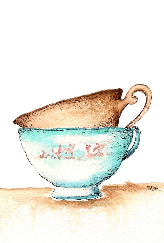 570x843 Watercolor Teacups Drawing Teacup, Watercolor And Teas - Watercolor Teacup