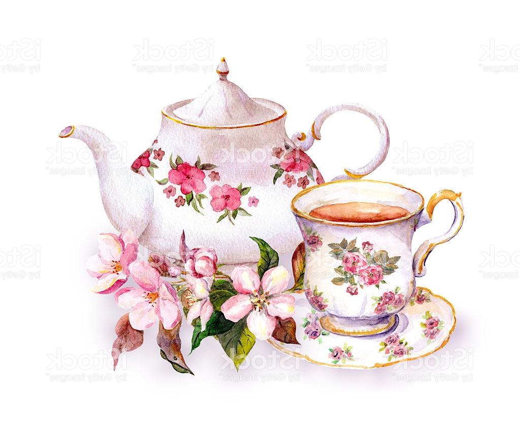 1024x836 Best Hd Tea Cup And Teapot With Flowers Vintage Watercolor Design - Watercolor Teacup