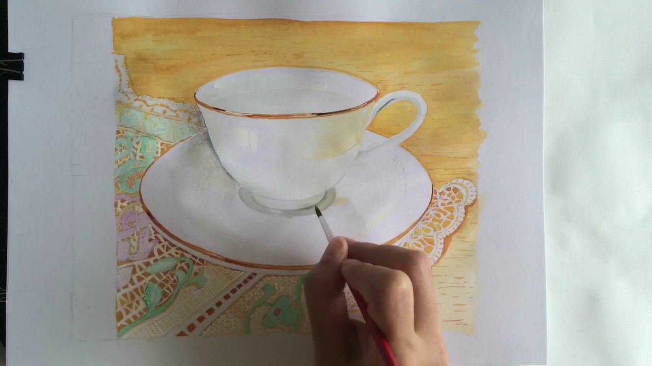 1280x720 How To Draw A Tea Cup In Watercolor. Relax Music. - Watercolor Teacup