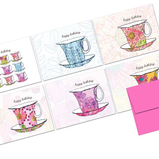 550x550 Note Card Watercolor Teacups - Watercolor Teacup