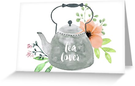 441x283 Watercolor Teapot Flowers Tea Lover Greeting Cards By Lizzie - Watercolor Teapot