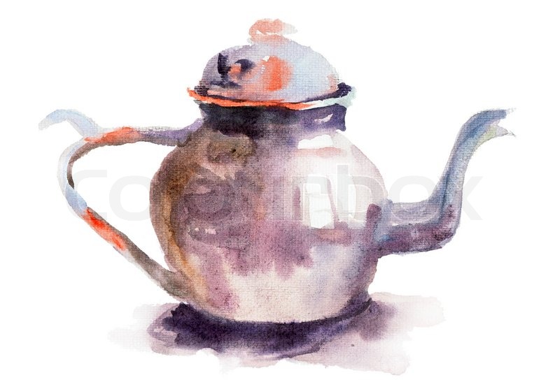 800x554 Watercolor Illustration Of Teapot Stock Photo Colourbox - Watercolor Teapot