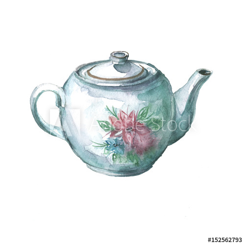 500x500 Watercolor Teapot For Welding. Porcelain With A Flower. The - Watercolor Teapot