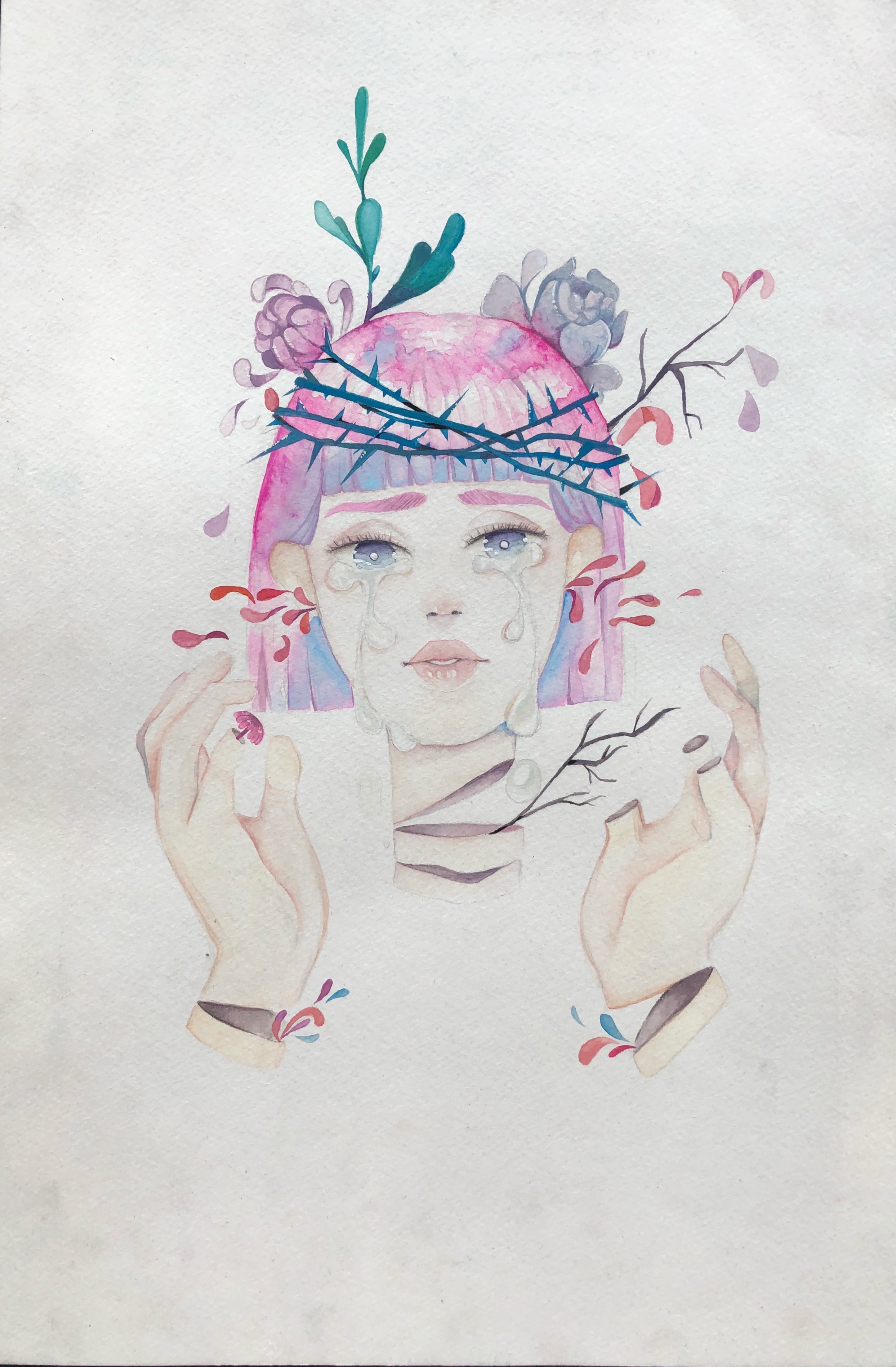 2487x3793 Tears Watercolor And Gouache On Cold Pressed Paper 12x18 - Watercolor Tears