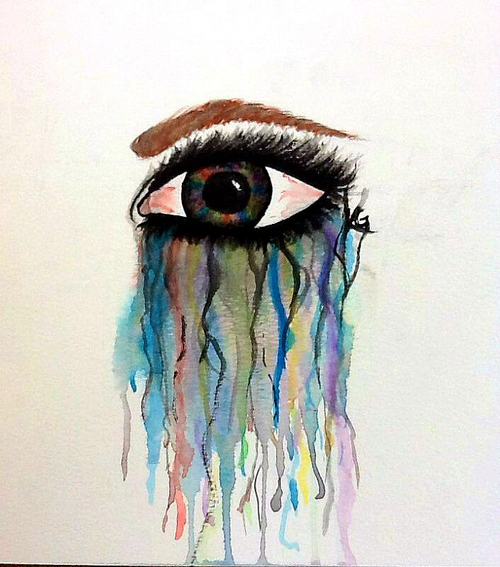 500x567 Watercolor Tears Uploaded By Katie On We Heart It - Watercolor Tears