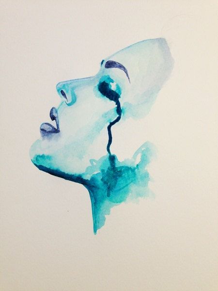 450x600 Chaotic Resolve By Artbynicoleg On Etsy Abstract, Face, Crying - Watercolor Tears