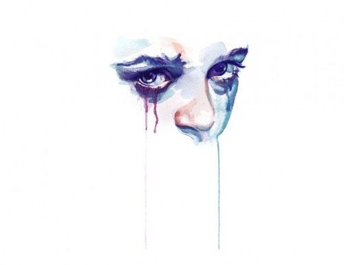 500x386 Woman Girl Watercolor Portrait Sad Face Painting Art Tears Pity - Watercolor Tears