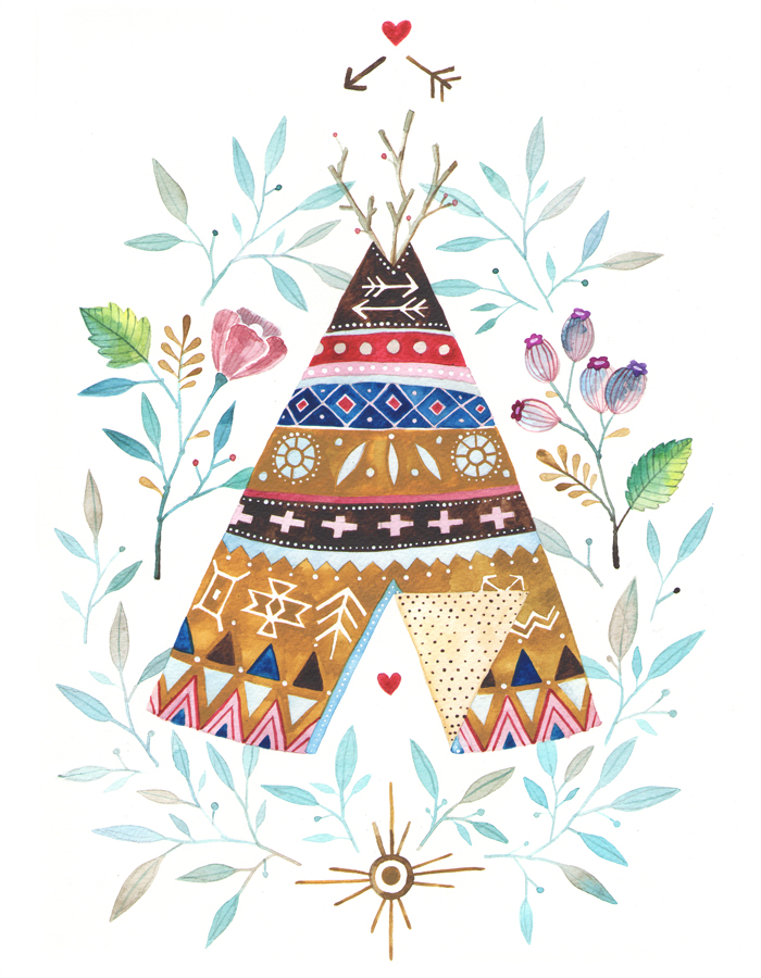 700x900 Teepees Ana Victoria Calderon - Watercolor Teepee