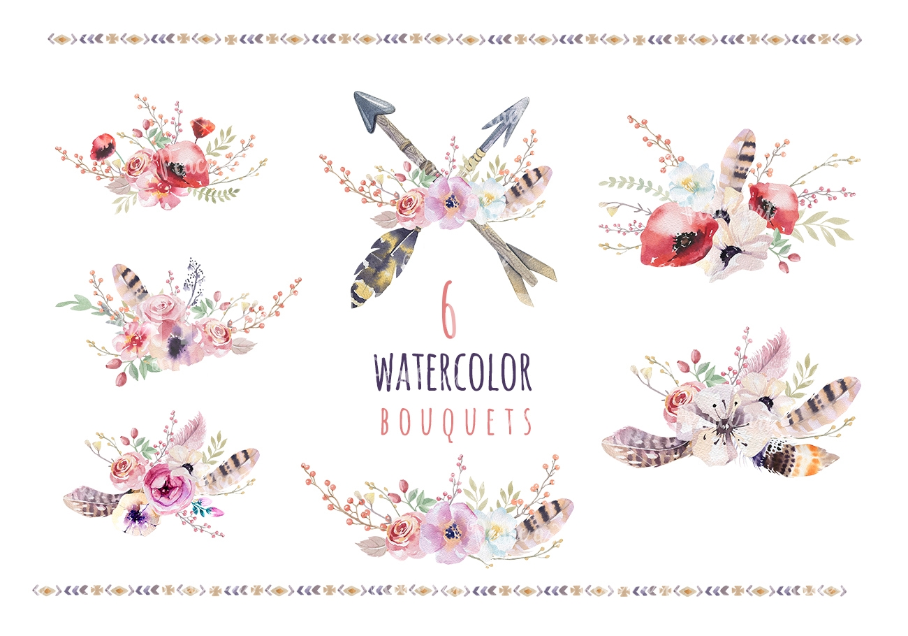 1300x910 Watercolor Boho Teepee Amp Bouquets By Peace Shop - Watercolor Teepee