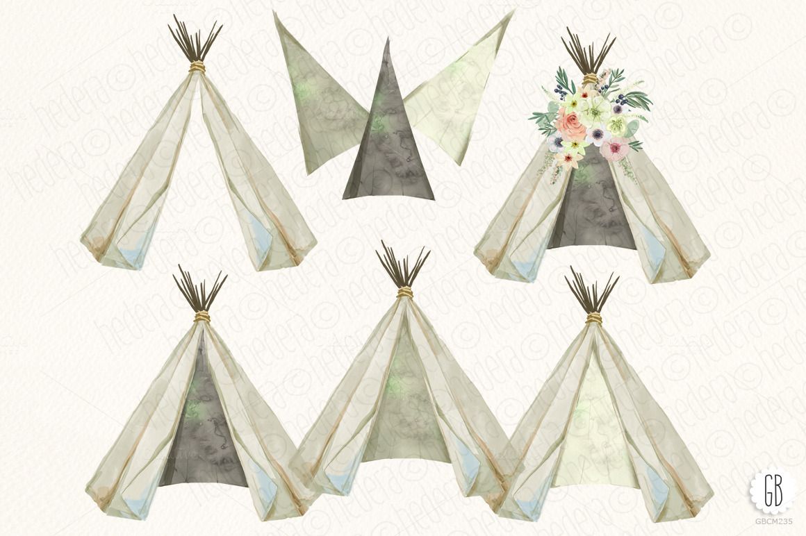 1160x772 Watercolor Teepee, Flowers Vol.4 By Grafikboutique On Creative - Watercolor Teepee