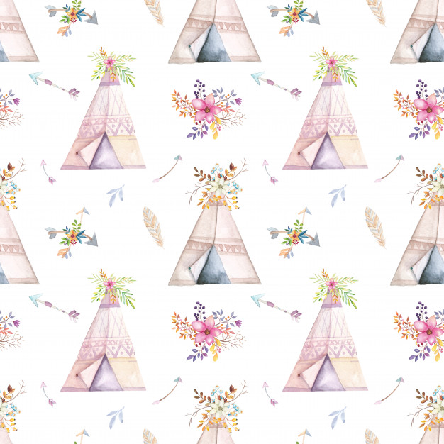 626x626 Watercolor Teepee Pattern Vector Premium Download - Watercolor Teepee