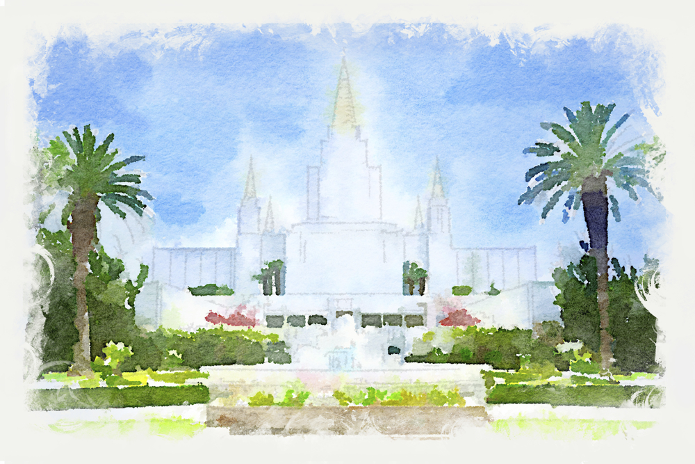 1000x667 Oakland Temple - Watercolor Temple
