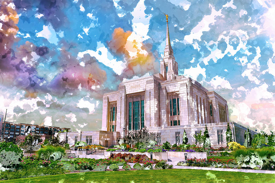 900x600 Ogden Utah Lds Temple Watercolor Digital Art By Elias James - Watercolor Temple