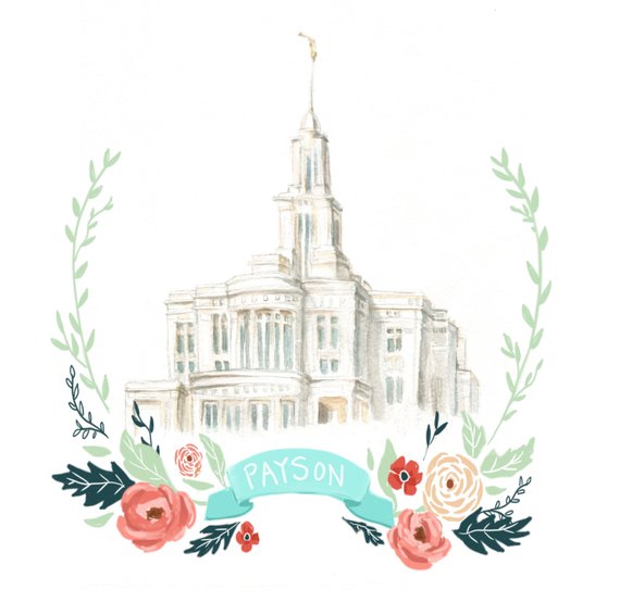 570x566 Payson Watercolor Temple - Watercolor Temple