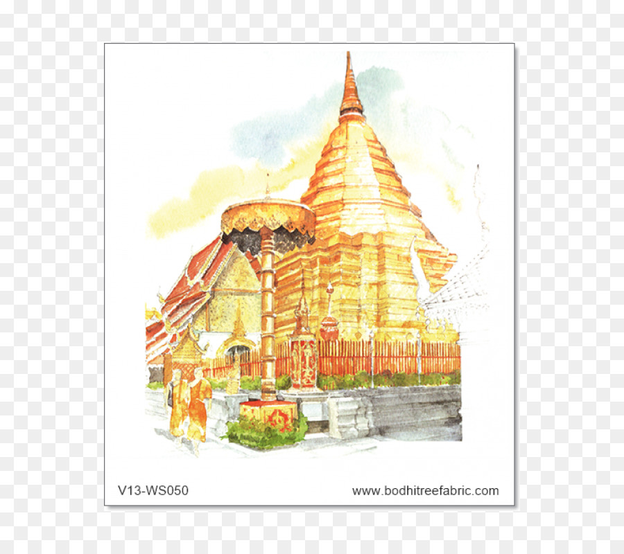 900x800 Temple Watercolor Painting Wat Arun Grand Palace - Watercolor Temple