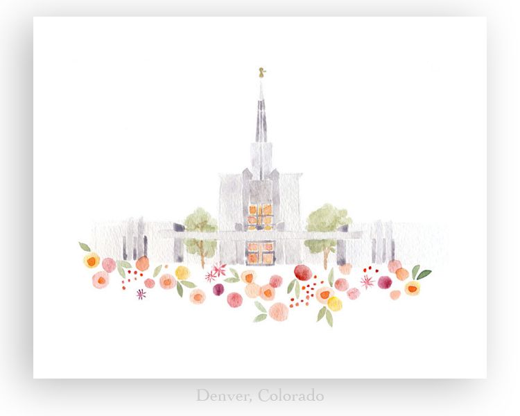 750x600 Groopdealz Lds Watercolor Temple Giclee Print - Watercolor Temple