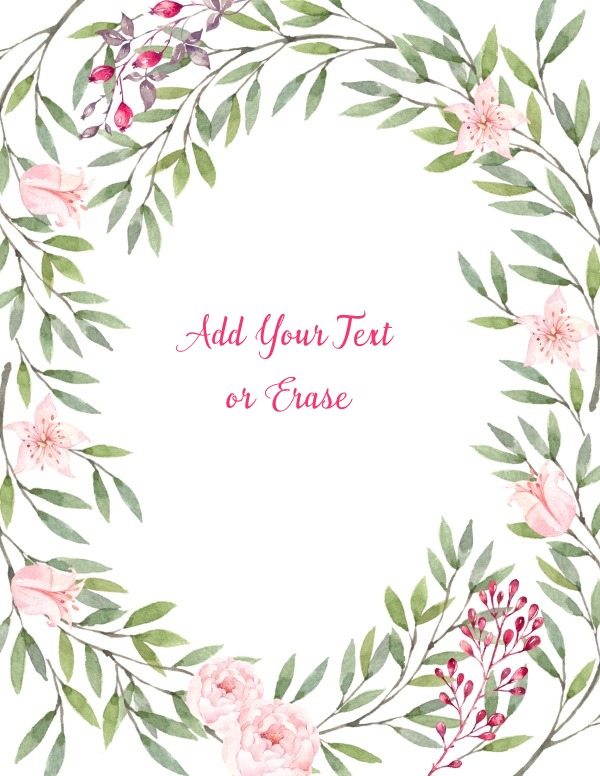 600x776 Free Watercolor Floral Background Customize Online Free - Watercolor Text