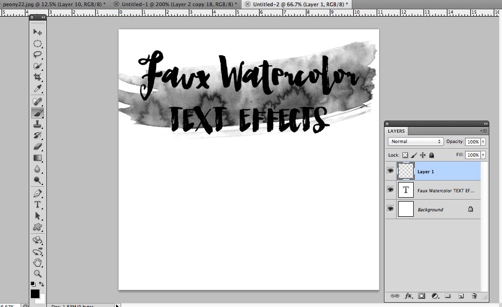 1029x629 Watercolor Text Effect In Graphic Design - Watercolor Text