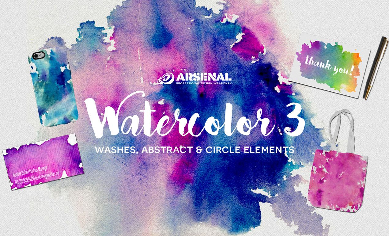 1270x770 Watercolor Elements Pack - Watercolor Texture Pack