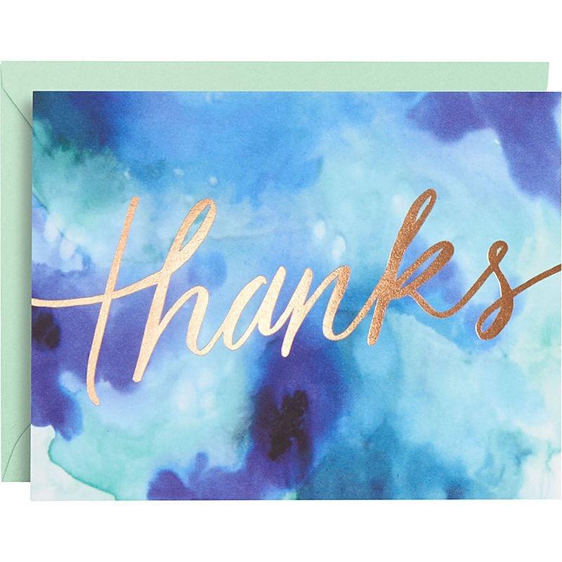 800x800 Gold Foil Blue Watercolor Thank You Notes Invitations And Thank - Watercolor Thank You