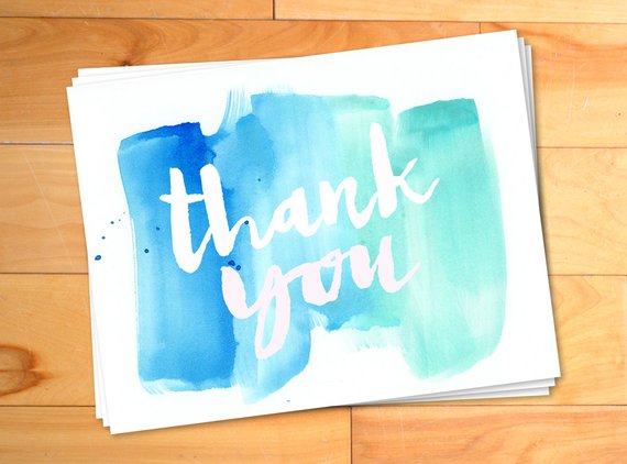 570x422 Thank You Cards Watercolor Thank You Cards Kids Thank You Etsy - Watercolor Thank You